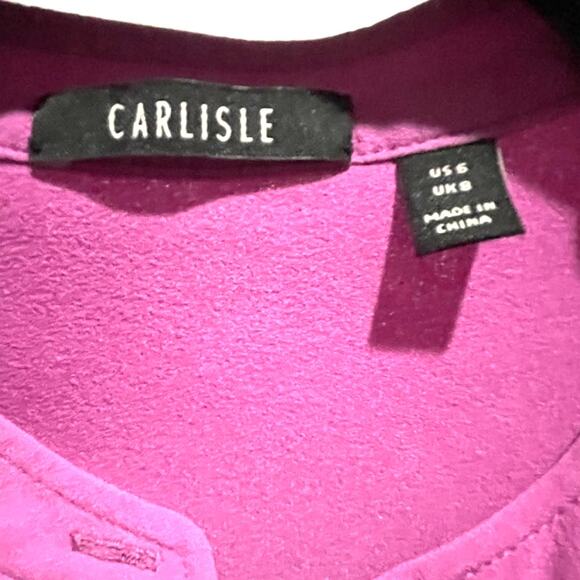 Carlisle Women's 6 Silk Blouse Magenta Silver Stud Button Front Career Top EUC - Picture 4 of 8